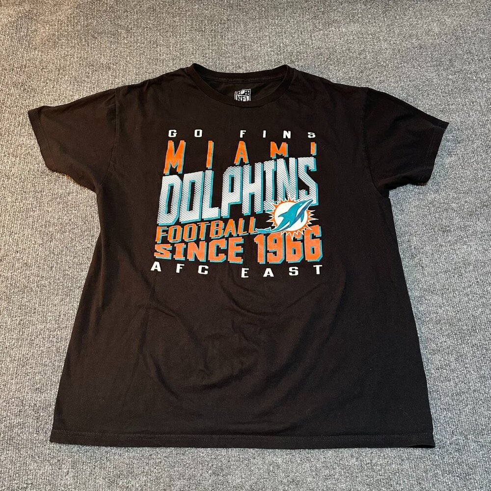 Miami Dolphins Mens Black Shirt Large Football Since 1966 NFL Brand AFC East
